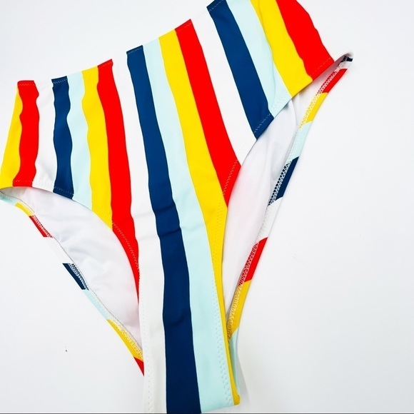 NWT Cupshe Striped High Waist Bikini Swim Bottoms - Picture 2 of 6